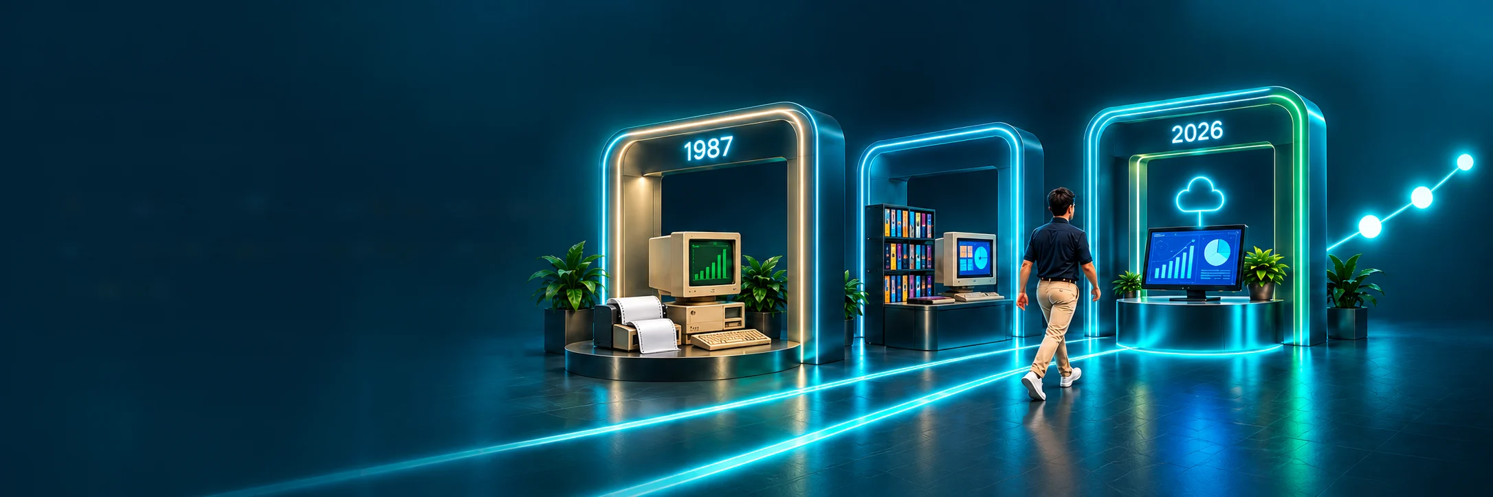A evolução da Control Ware desde 1987: do computador e impressora matricial ao PDV moderno e à gestão com inteligência artificial